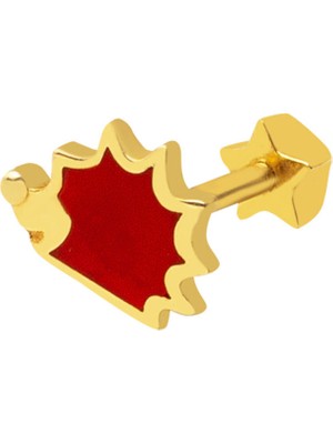 Bilezikci 14 Ayar Altın Kırmızı Tragus Küpe