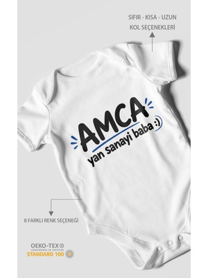 Morivo Kids Amca ve Yan Sanayi Babaya Özel Kısa Kollu Bebek Body %100 Pamuk