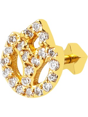 Bilezikci Yaşam Çiçeği 14 Ayar Altın Tragus Küpe