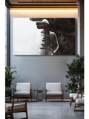 Şehber Yatay Kanvas Tablo Tekli Ev Kafe Ofis Sergey Nivens Fotoğraf Modern Şehir Silüeti Karma Teknik 2663