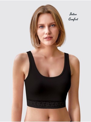 Intive Lingerie Berrak Altı Dantelli Modal/pamuk Karışımlı U Yaka Kalın Askılı Büstiyer/atlet
