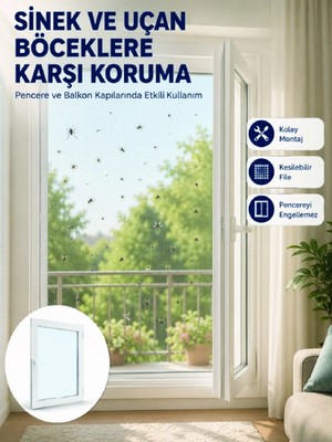 Marsilyan Pencere ve Balkon Için Tek Kanatlı Kolay Takılan Sineklik