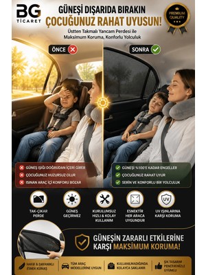 bgvibe Oto Güneşlik Perde Araba Yan Cam Perdesi Güneş Önleyici Araç Içi Güneşliği Yancam