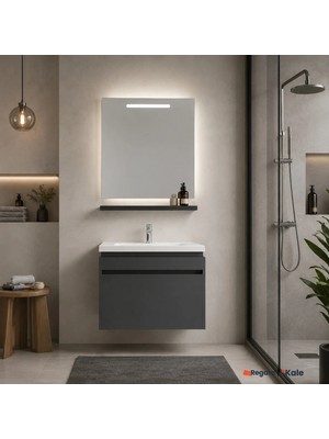 Kale Idea 2.0 80 Cm Parlak Antrasit Tek Çekmeceli Banyo Dolabı Takımı