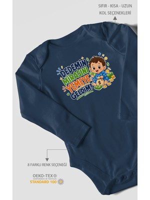Morivo Kids Dedemin Mirasını Yemeye Geldim! Uzun Kollu Çıtçıtlı Bebek Body