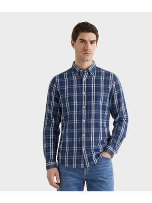 Gant Erkek Lacivert Regular Fit Kareli Gömlek