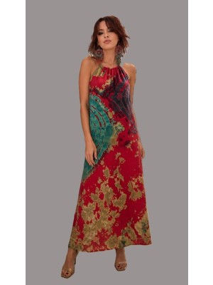 Boutique Bade Askılı Uzun Batik Elbise