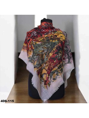 Soft İpek Soft Ipek Desenli Flamlı Kotton Eşarp 406-115