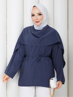 Exit Collection Modal Kumaş Seyyar Pelerin Kadın Üst Tunik - Kadın Uzun Kollu Tesettür Tunik