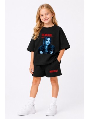 Fasardi Manifest Girls Mina Baskılı Oversize %100 Pamuk Tişört Şort 2li Çocuk Takım