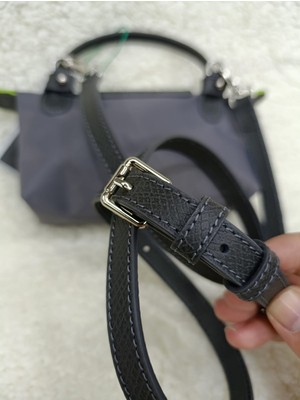 Alisa Bag Le Plıage Xs Pouch Graphıte-Füme Uyumlu Hakiki Deri Askı Seti