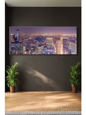 Şehber Kanvas Tablo Panoramik Yatay Tekli Ev Kafe Ofis New York Central Park Gece Manzarası 2655