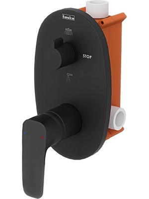Teska Tenedos 2+1 Yönlü Banyo Panel+Batarya Oval-Siyah