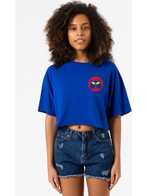 Inspector Gadget Mad Mavi Kadın Crop Tshirt