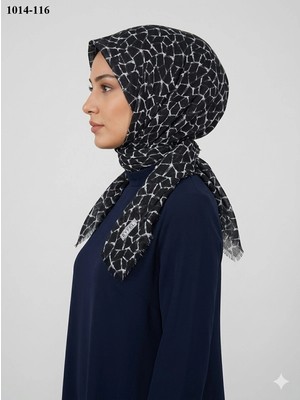 Eyfel Eşarp Eyfel Desenli Dimi Pamuk Eşarp (Siyah - Beyaz Serisi) 1014-116