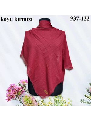 Soft İpek Soft Ipek Düz Renk Flamlı Pamuk Eşarp (Koyu Kırmızı) 937-122