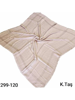 Soft İpek Soft Ipek Sim Şeritli Balık Sırtı Pamuk Eşarp (Taş) 299-120