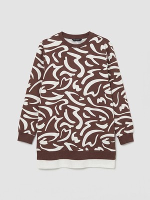 Lc Waikiki Yeni Sezon Bisiklet Yaka Desenli Kadın Sweatshirt Tunik
