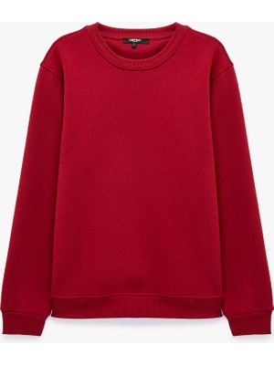 Koton Pamuklu Uzun Kollu Şardonlu Bisiklet Yaka Erkek Basic Sweatshirt
