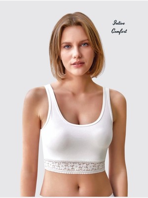 Intive Lingerie Berrak Altı Dantelli Modal/pamuk Karışımlı U Yaka Kalın Askılı Büstiyer/atlet