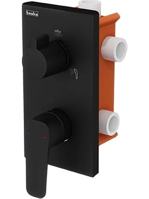 Teska Simena 3 Yönlü Banyo Panel+Batarya Kare-Siyah