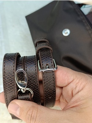Alisa Bag Le Plıage Xs Pouch Mocha Renk Uyumlu %100 Deri Askı Seti