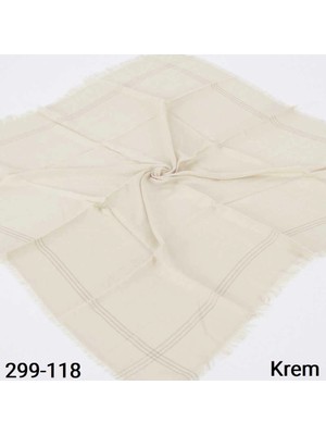 Soft İpek Soft Ipek Sim Şeritli Balık Sırtı Pamuk Eşarp (Krem) 299-118