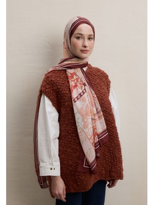 Fresh Scarfs Lilies Desen Ipek Krep Şal Kiremit