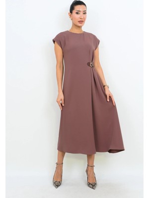 Dorne Moda A Kesim Midi Elbise - Düğün - Mezuniyet - Ofis Şıklığı