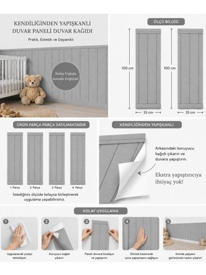 Kanvassepetinet Kendinden Yapışkanlı Pempe Duvar Paneli Duvar Kağıdı Çocuk Odası Kolay Uygulama 100X35 Dekoratif