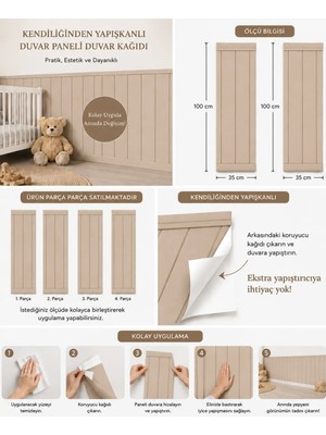 Kanvassepetinet Kendinden Yapışkanlı Pempe Duvar Paneli Duvar Kağıdı Çocuk Odası Kolay Uygulama 100X35 Dekoratif