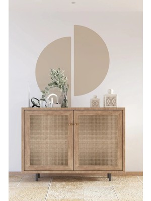 Kanvassepetinet Kendiliğinden Yapışkanlı Kumaş Kanvas Dokulu Duvar Kağıdı Boho Bohem Tarz Ikili Yarım Daire