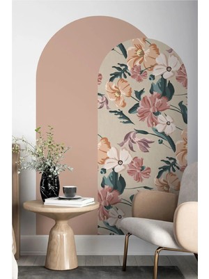 Kanvassepetinet Kendiliğinden Yapışkanlı Kumaş Kanvas Dokulu Duvar Kağıdı Çiçek Desen Çift Bohem Oval Duvar Sticker