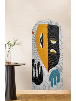 Kanvassepetinet Kendiliğinden Yapışkanlı Kalın Kanvas Dokulu Dekoratif Bohem Art Soyut Duvar Kağıdı Duvar Stickerı
