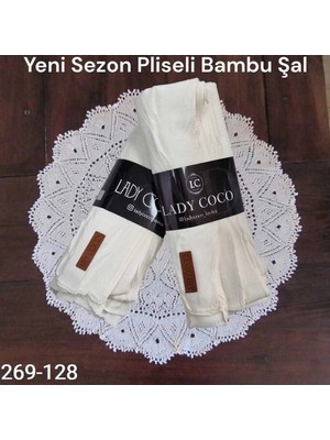 Lady Coco Pliseli Bambu Şal 269-128 (Krem)