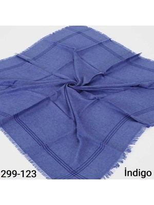 Soft İpek Soft Ipek Sim Şeritli Balık Sırtı Pamuk Eşarp (Indigo ) 299-123