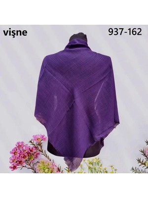 Soft İpek Soft Ipek Düz Renk Flamlı Pamuk Eşarp (Mor) 937-162