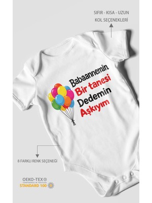 Morivo Kids Babaanneye ve Dedeye Özel Kısa Kollu Bebek Body %100 Pamuk