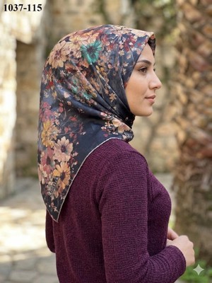 Lo'cella Soft Pamuk Eşarp (Siyah-Yeşil) 1037-115