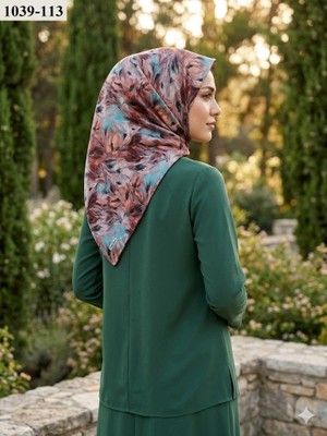 Lop'Res Lopres Soft Pamuk Eşarp (Kızılkahve-Su Yeşili ) 1039-113