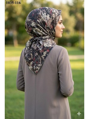 Lo'cella Soft Pamuk Eşarp (Siyah-Haki) 1035-116