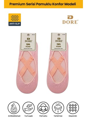 Dore Kadın Kaymaz Taban Pilates Yoga Dans Bale Kaydırmaz Çorap - Standart Beden 1 Çift Pink Pembe 36 - 42