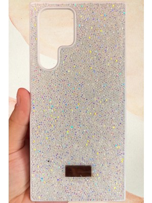 3D Sepetim Samsung Galaxy S22 Ultra Yıldız Tozu Premium Beyaz Silikon Kılıf