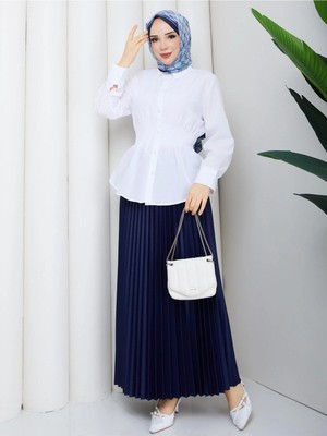 Exit Collection Terikoton Kumaş - Beli Korseli Korse Destekli - Kadın Tesettür Gömlek