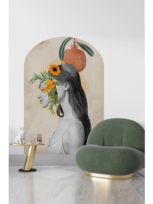 Kanvassepetinet Kendiliğinden Yapışkanlı Kumaş Kanvas Dokulu Duvar Kağıdı Soyut Bohem  Oval, Modern, Kemer,
