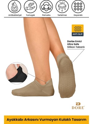 Dore Unisex Bej Konfor Modeli Kaymaz Taban Pilates Yoga Için Kaydırmaz Patik Çorap 1 Çift 36 - 42