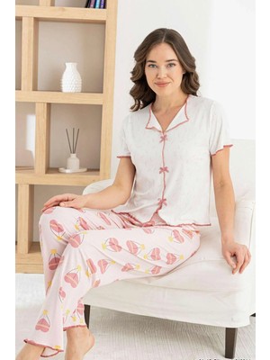 Relax Mode Kadın Kısa Kol Alt Uzun Fiyonklu Pijama Takım - 1935-4R
