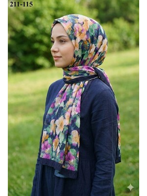 Sharell Bambu Kraş Pamuk Şal (Lacivert) 211-115