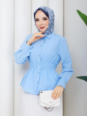 Exit Collection Terikoton Kumaş - Beli Korseli Korse Destekli - Kadın Tesettür Gömlek