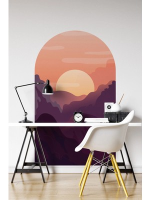 Kanvassepetinet Kendinden Yapışkanlı Kalın Kanvas Dokulu Minimalist Dağ Manzarası Duvar Kağıdı , Kolay Uygulama